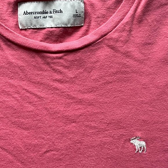 Abercrombie Fitch T-Shirt Mens L Pink Short Sleeve Shirt - Picture 2 of 6